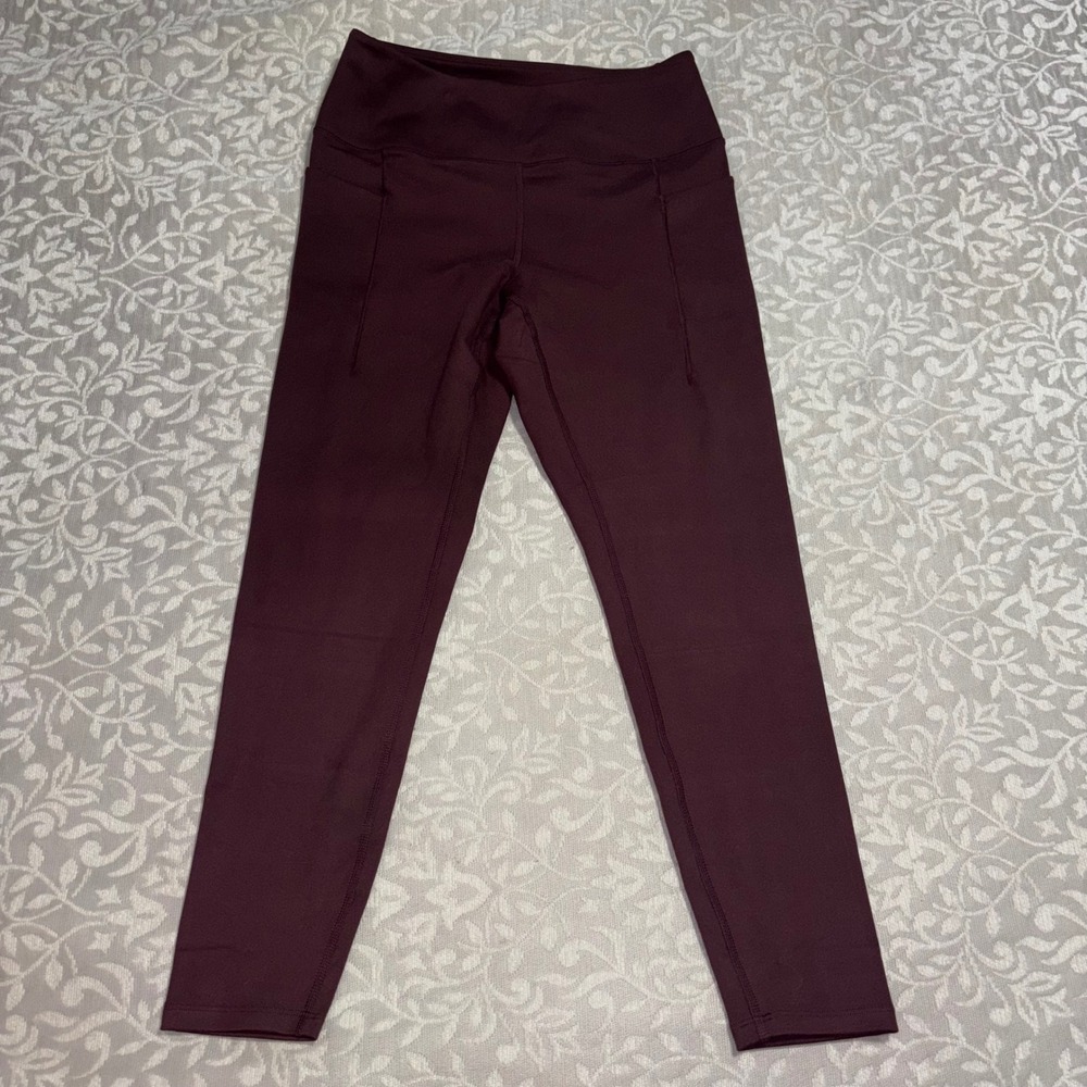 Danskin High Rise Brushed Legging 7/8 Length Burgundy Maroon Womens Medium